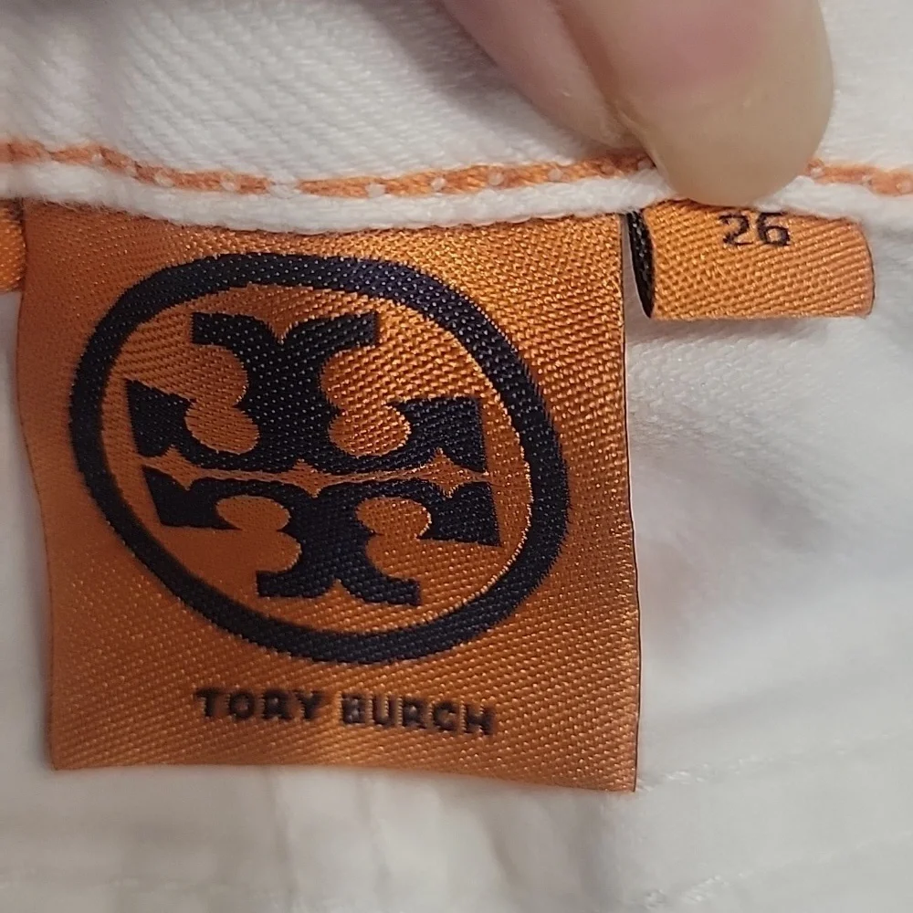 Tory Burch Size 26 White Super Skinny Jeans, Excellent Used Like New Condition